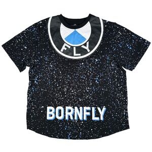Born Fly Mens 3XL Graphic T-Shirt Black Blue Paint Splatter Streetwear Tee